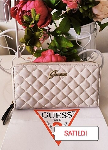 Orijinal Guess, Krem Renk Çok Şık Cüzdan 