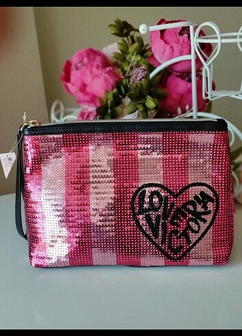 Orijinal Victoria's Secret Etiketli Makyaj Çantası (Büyük Boy)