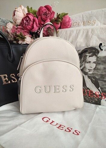 Orijinal Guess Çok Şık Yeni Etiketli Krem Sırt Çantası 