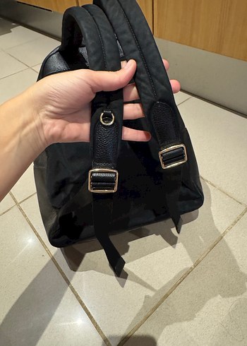 Beden siyah Renk Coach Siyah Deri Fermuarlı Kadın Sırt Çantası