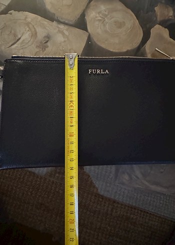 Beden siyah Renk Furla Siyah Deri Fermuarlı Kadın Clutch Çanta