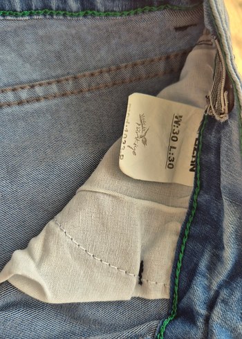 30 Beden mavi Renk Düğmeli Mavi Kadın Denim Pantolon