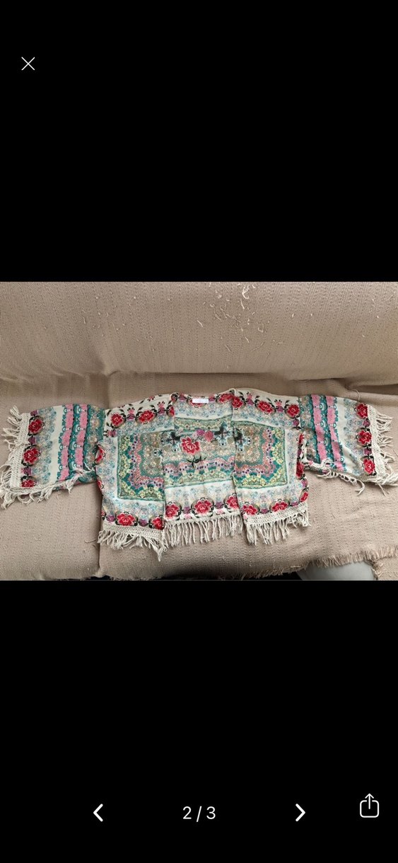 Nakışlı Bohem Mini Kimono - Görsel 2