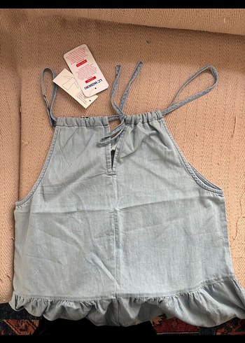 LCW Jeans Kadın Bej Mini Denim elbise - Görsel 3