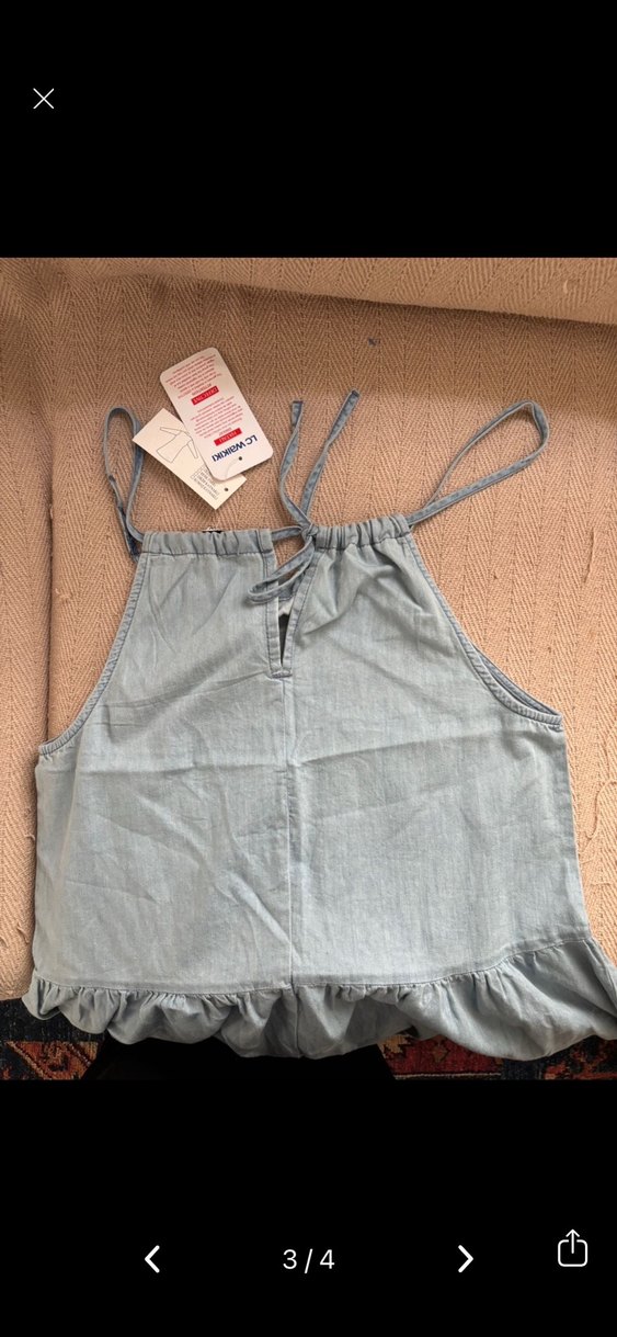 LCW Jeans Kadın Bej Mini Denim elbise - Görsel 3