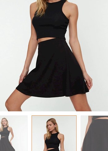 Siyah Mini Kısa Elbise - Görsel 3