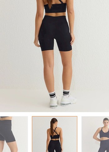 Kadın Siyah Yüksek Bel Mini Şort - Görsel 6