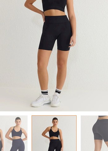 Kadın Siyah Yüksek Bel Mini Şort - Görsel 4