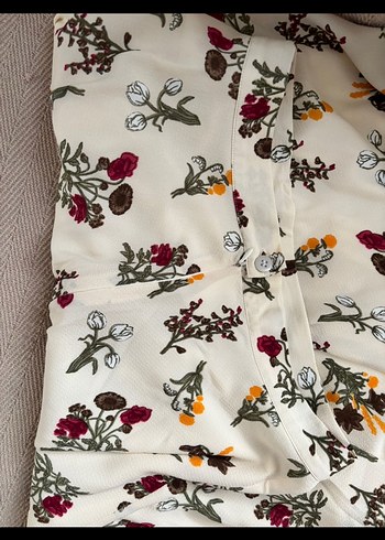 Beyaz Çiçekli Uzun Bohem Midi Etek - Görsel 2