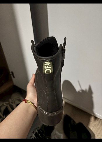 Deri Platform Topuklu Punk Bot - Görsel 2