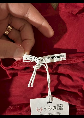 Bordo V Yaka Kolsuz Mini bluz - Görsel 4