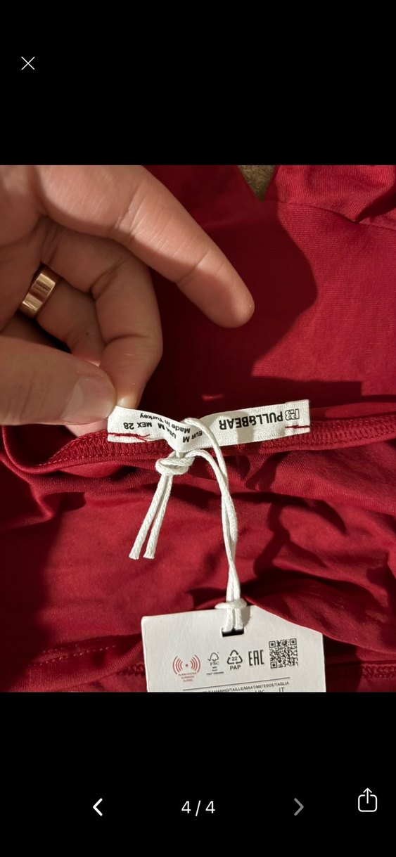 Bordo V Yaka Kolsuz Mini bluz - Görsel 4