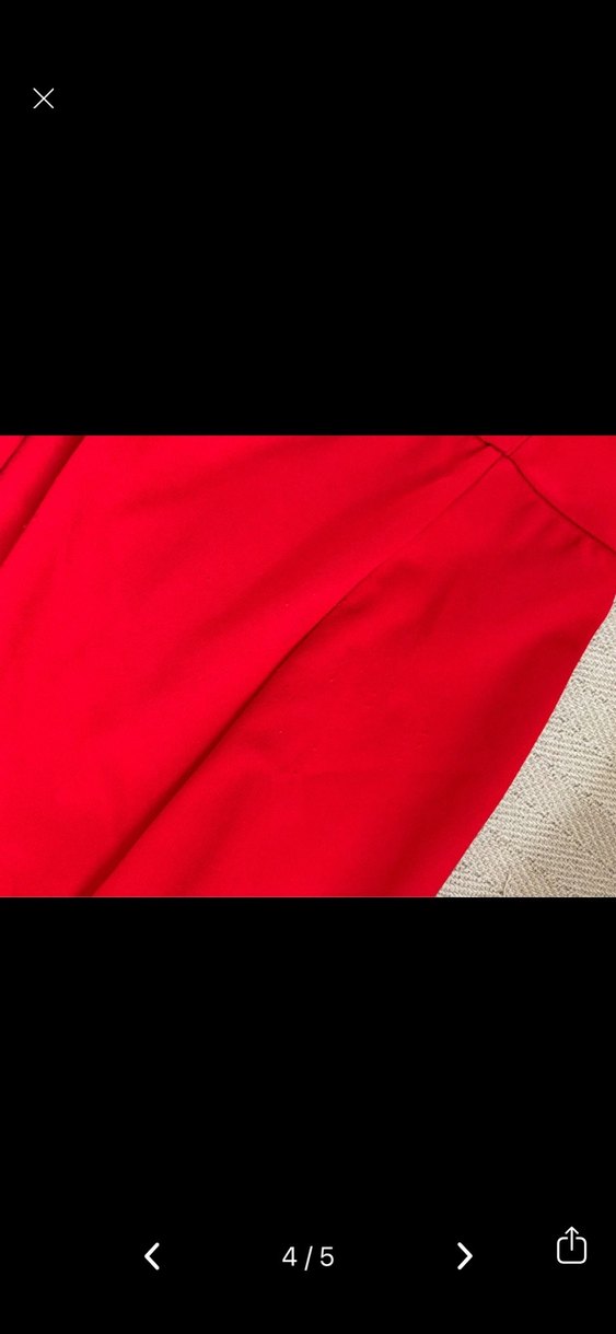 Kırmızı Kadın Fermuarlı Uzun tek kol elbise - Görsel 4