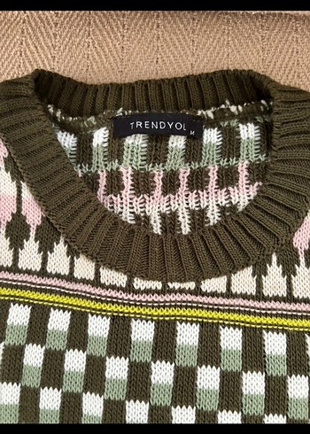 Çok Renkli Desenli Örgü Süveter - Görsel 3