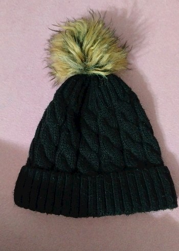 Siyah Örgü Kadın Bere Ponponlu - Görsel 2