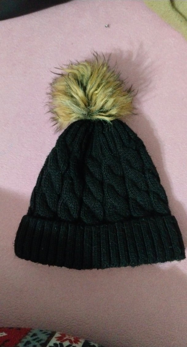 Siyah Örgü Kadın Bere Ponponlu - Görsel 2