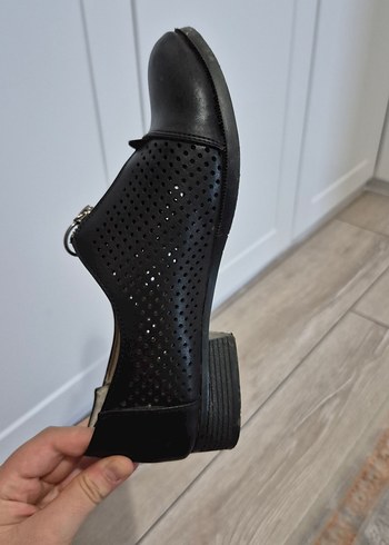 Fermuarlı Siyah Deri Kadın Ayakkabı - Görsel 5