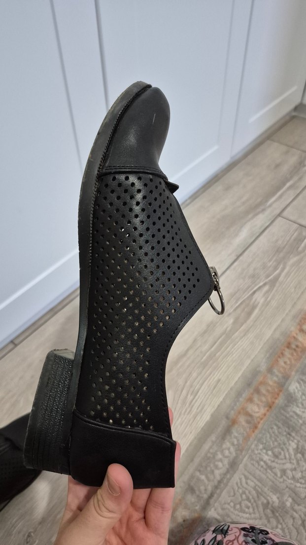 Fermuarlı Siyah Deri Kadın Ayakkabı - Görsel 4