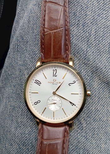 Kahverengi Deri Kordonlu Klasik Erkek Saati nacar - Görsel 2