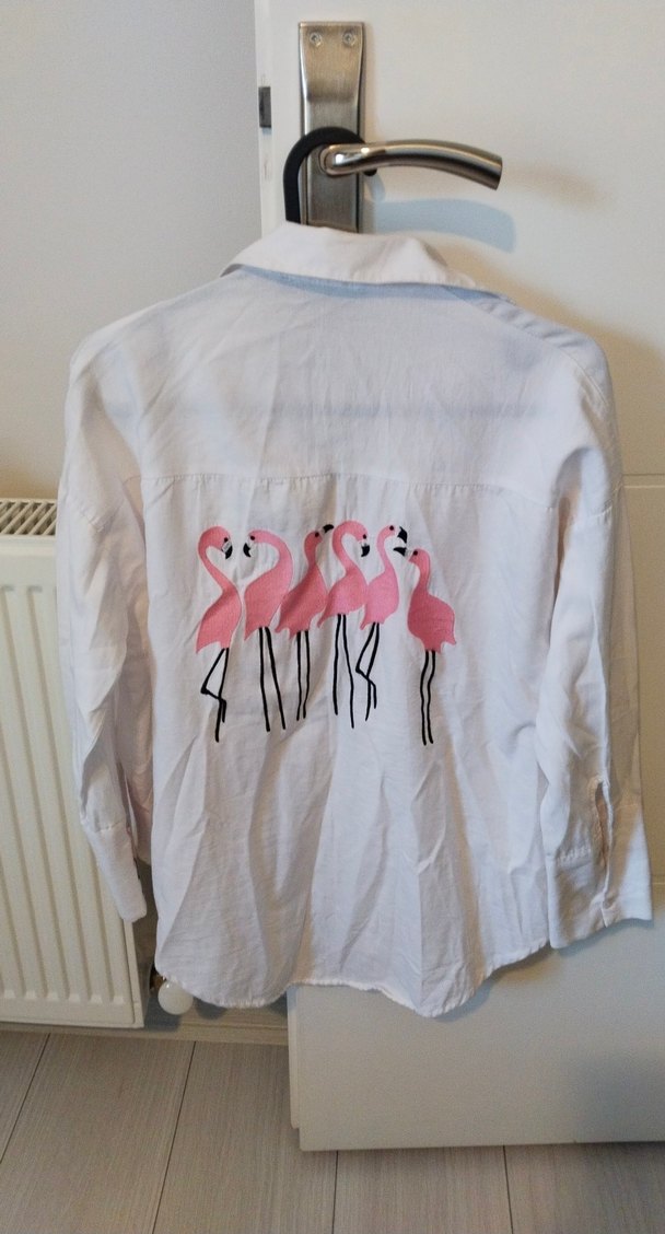 Baskılı Beyaz Keten Kadın Gömlek - Görsel 2