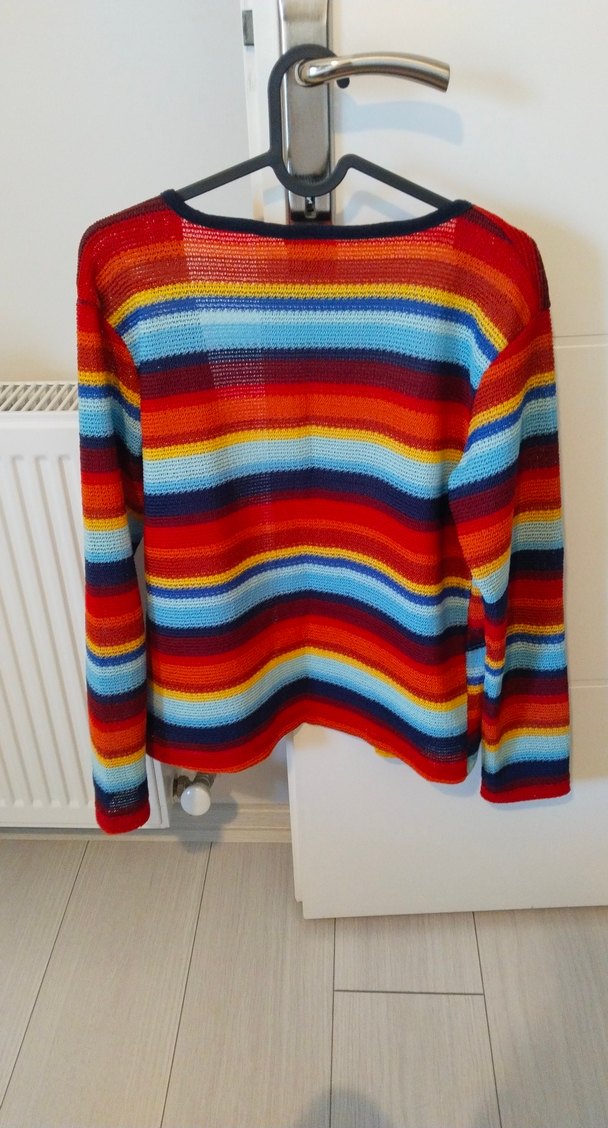 Renkli Çizgili Örgü Kadın Hırka - Görsel 2