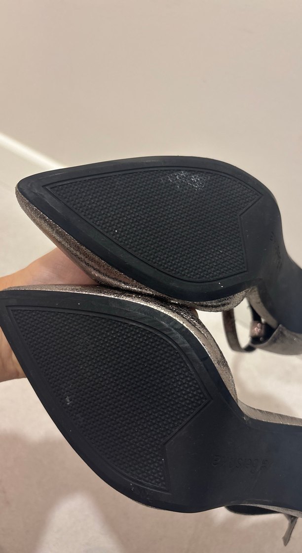 Gri Metalik Kemerli Stiletto 36 berksha - Görsel 5