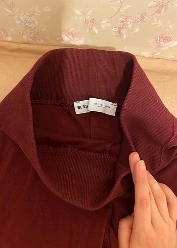 s Beden Bordo Kadın Dar Kesim İspanyol Paça Pantolon