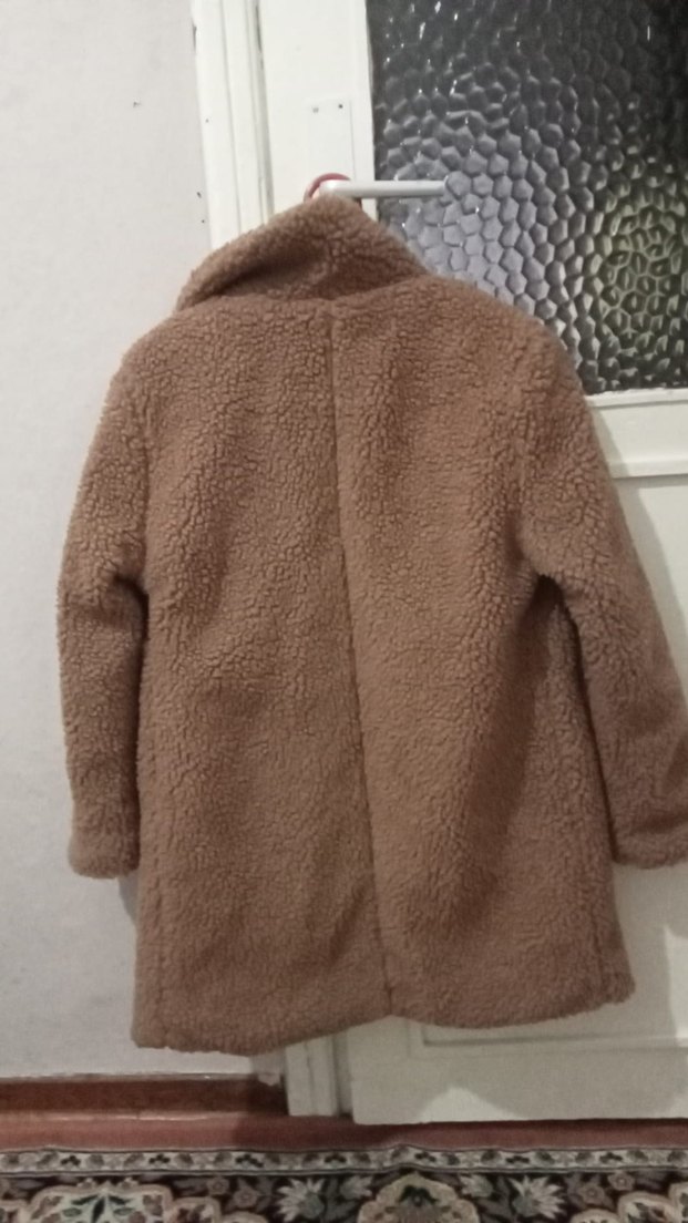 Kahverengi Midi Peluş Kadın Kaban - Görsel 3