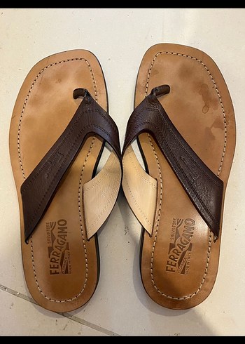 Salvatore Ferragamo Ferragamo Kahverengi Deri Terlik