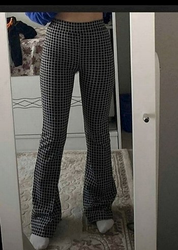 Ekose Kadın İspanyol Paça Pantolon