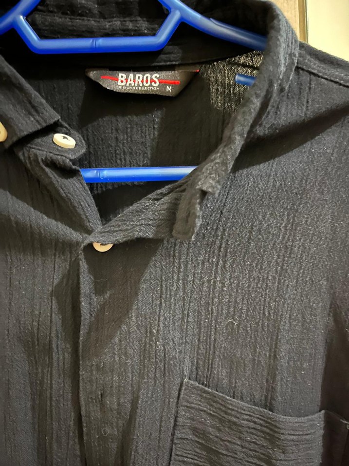 Siyah Erkek Gömlek Uzun Kollu - Görsel 2