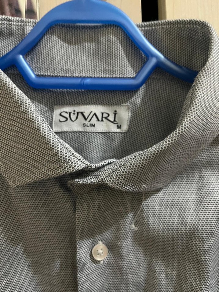 Gri Erkek Keten Uzun Kollu Gömlek - Görsel 2