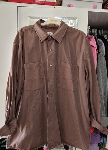 İnce kot ceket kahverengi oversize