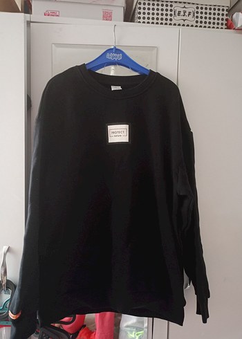Siyah, Baskılı, Salaş unisex Sweatshirt