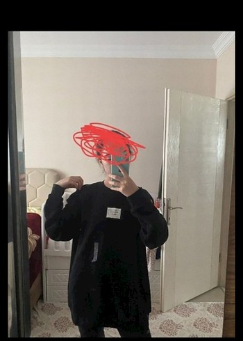l Beden Siyah unısex Oversize Sweatshirt