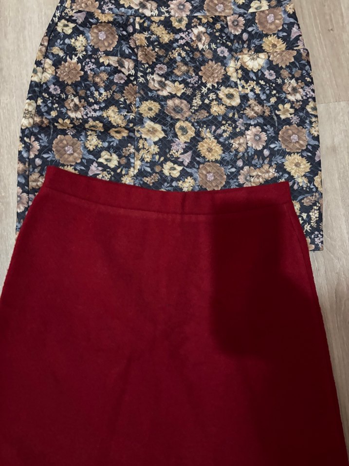 Bordo Düğmeli Bohem Mini Etek - Görsel 2