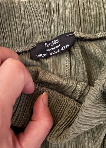 Kadın Haki Pilili Keten Kumaş Pantolon - Görsel 5