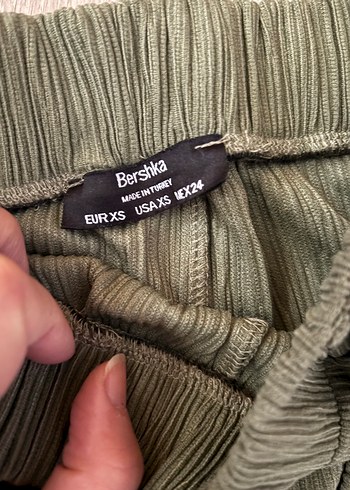 Kadın Haki Pilili Keten Kumaş Pantolon - Görsel 4