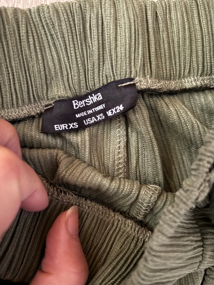 Kadın Haki Pilili Keten Kumaş Pantolon - Görsel 4