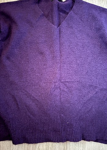 Mor Düğmeli Kadın Sweatshirt - Görsel 2