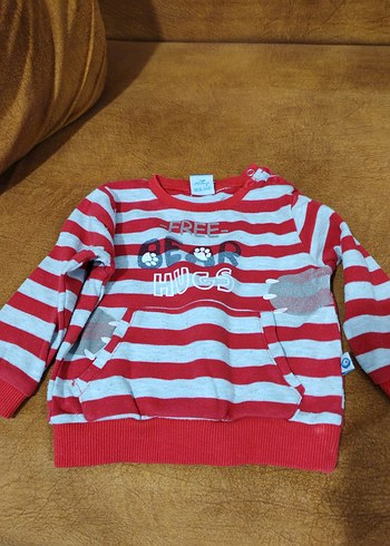 Kırmızı Çizgili Erkek Çocuk Sweatshirt