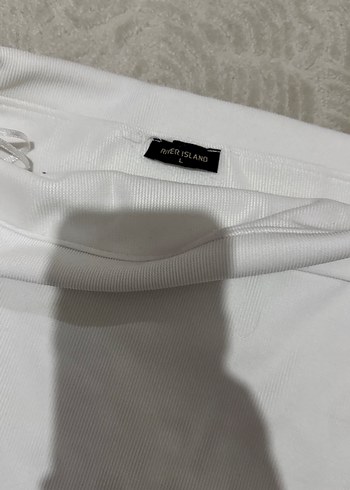 Beyaz Düz straplez bluz - Görsel 3