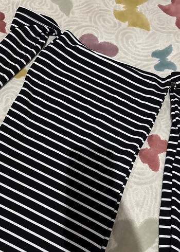 Kadın Siyah Beyaz Çizgili Triko Elbise - Görsel 4