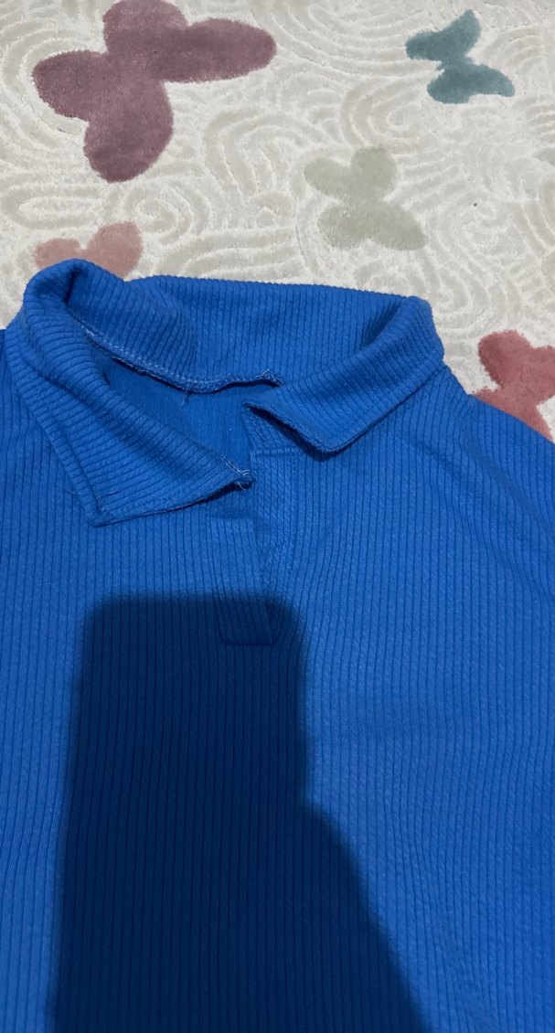 Kızlar için Uzun Kollu Mavi Polo Tişört - Görsel 2