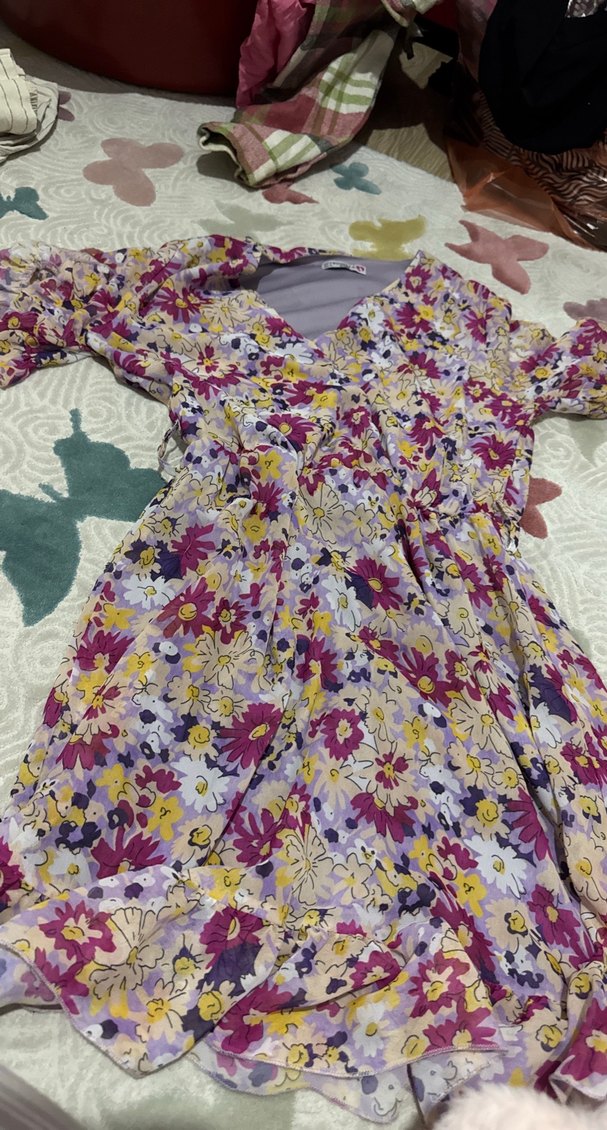 Çiçek Desenli Bohem Mini Elbise - Görsel 3