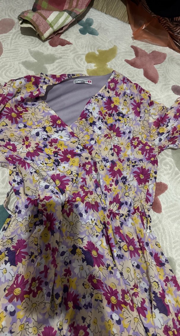 Çiçek Desenli Bohem Mini Elbise - Görsel 4