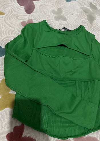 Yeşil Uzun Kollu Düğmeli Kadın Bluz - Görsel 3