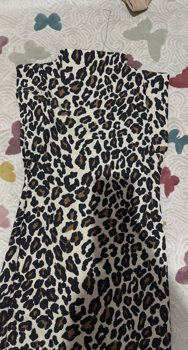 Leopar Desenli, Kolsuz Midi Kalem Elbise - Görsel 2