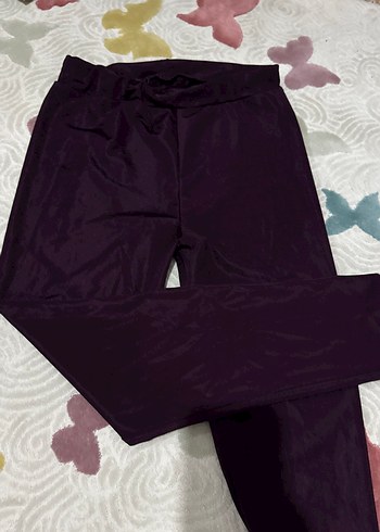 Kadın Mor Elastik Midi Tayt - Görsel 3