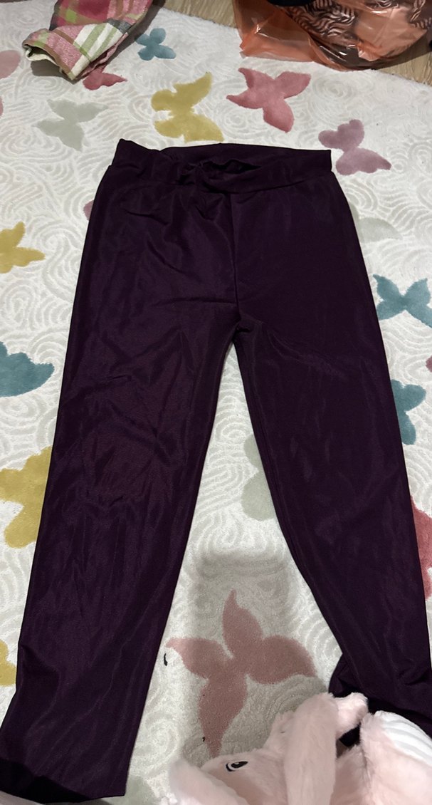 Kadın Mor Elastik Midi Tayt - Görsel 2